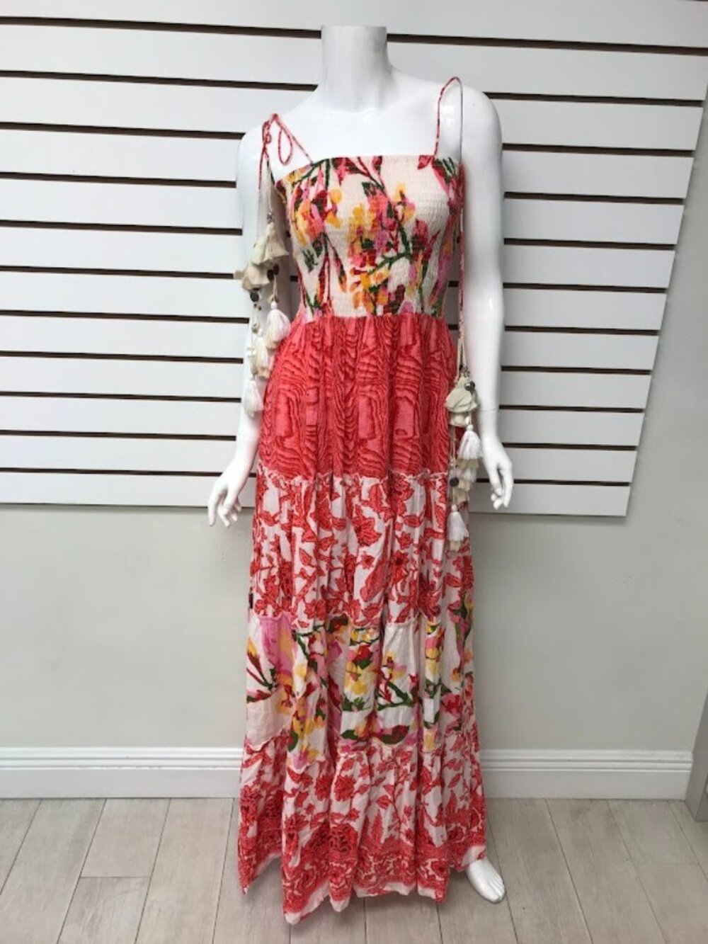 NWT RANEES Miami Hand Made Patchwork Multicolor Floral Maxi Dress Small Medium